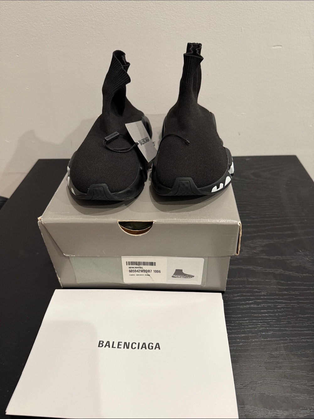 Balenciaga Speed Trainer Sock Sneakers with White Logo Accents
